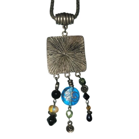 Chico's pendant necklace silver tone with different colored stones - Picture 5 of 5